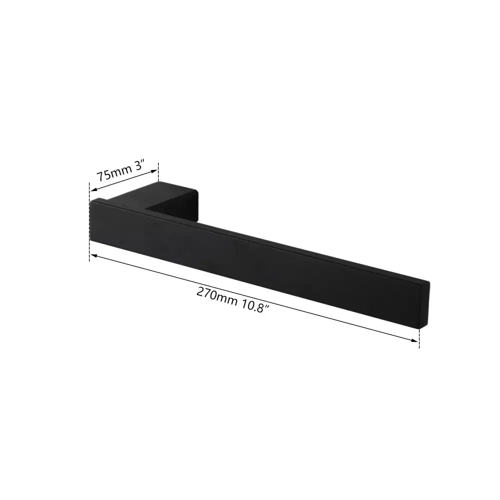 Matte black stainless steel bathroom hardware set featuring a modern towel rack with sleek rectangular design