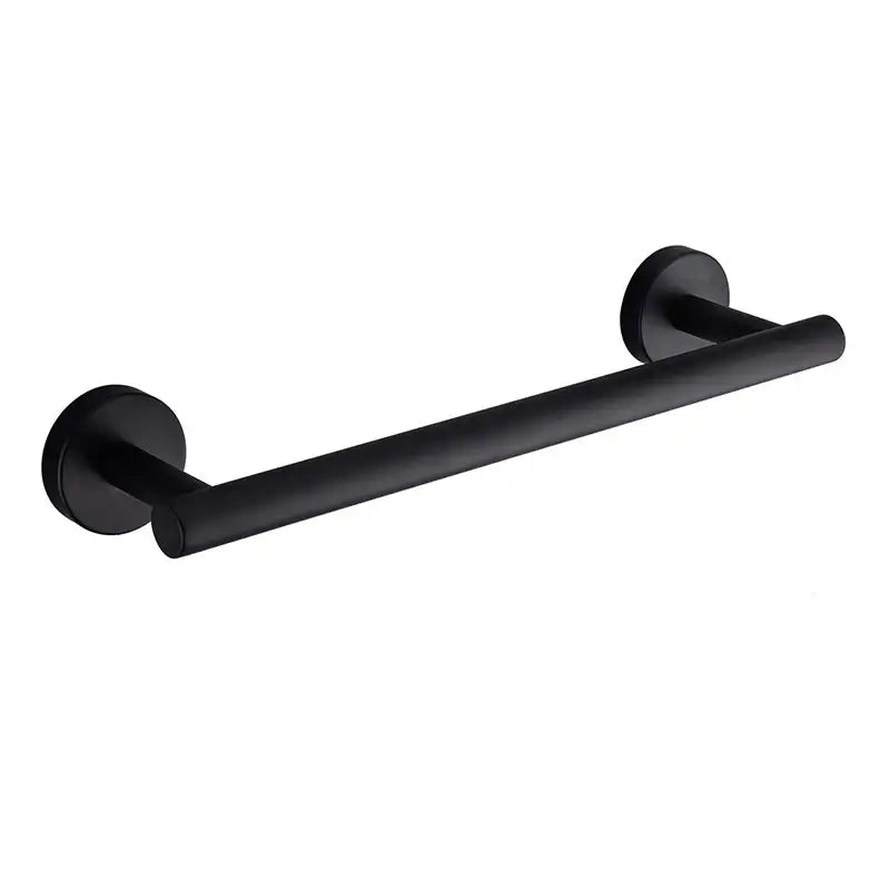 Matte black stainless steel bathroom set double towel rack with circular wall mounts from decorbites black stainless