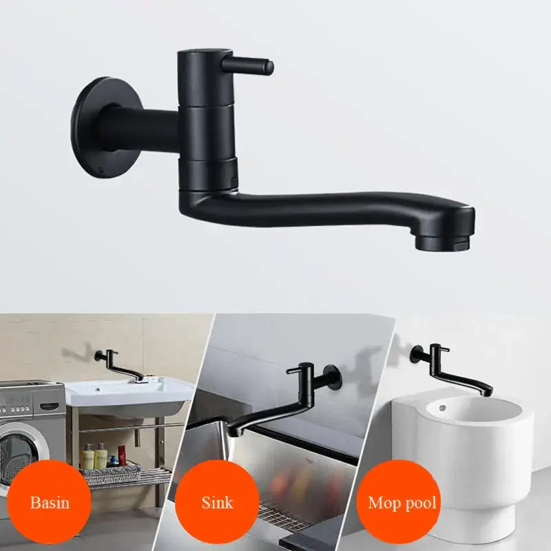 Matte black stainless steel kitchen faucet with swivel spout and sleek modern design by decorbites black stainless