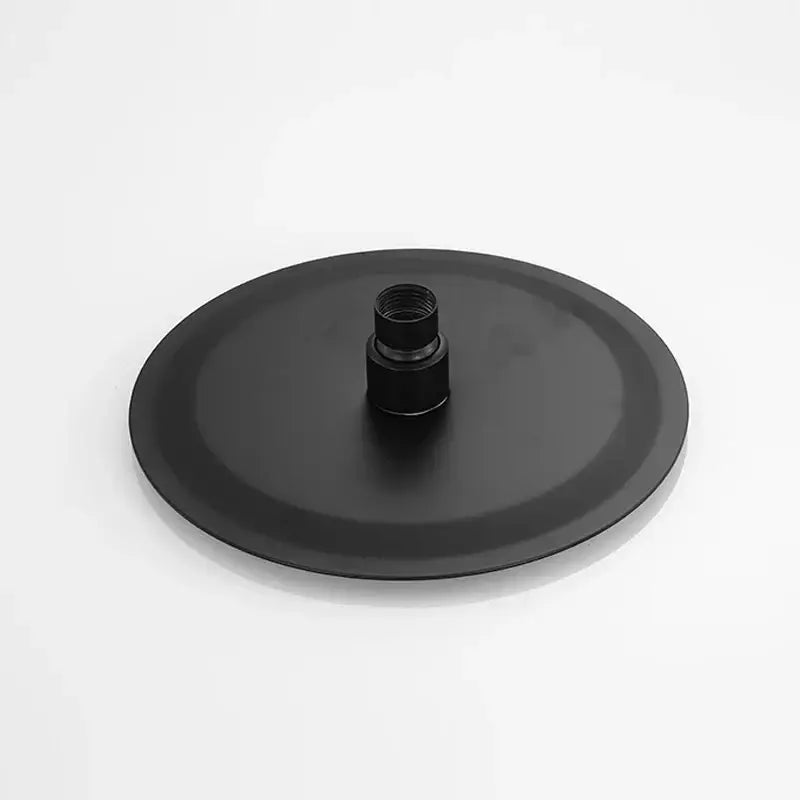 Matte black stainless steel shower head back with ceramic nozzles and central threaded stem by decorbites black
