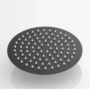 Matte black stainless steel round shower head with ceramic nozzles by decorbites for bathroom use