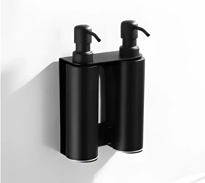 Matte black stainless steel soap dispenser set with dual cylindrical bottles for bathroom decorbites black stainless design