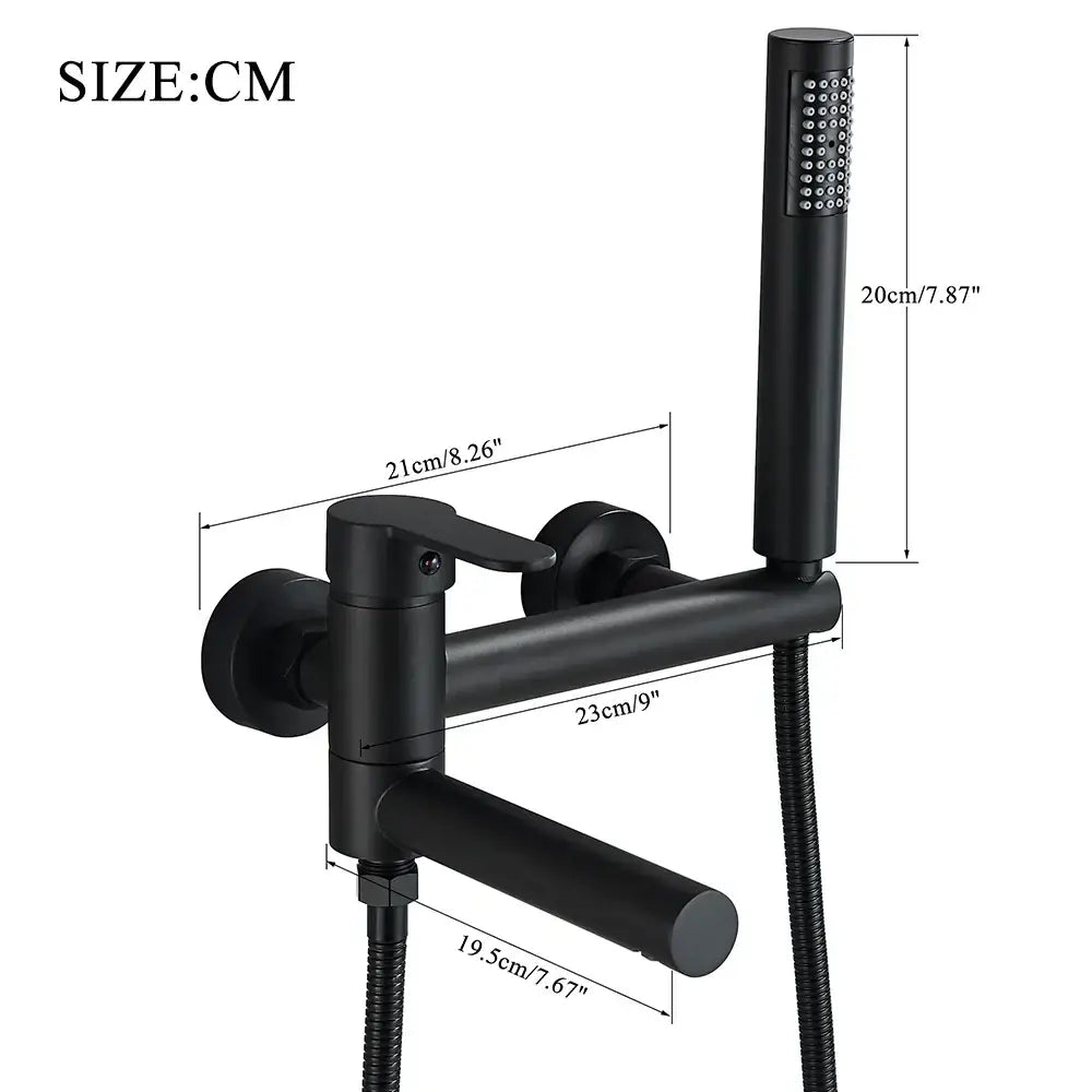 Matte black wall mount tub shower system with handheld spray featuring black matte finish decorbites black wall faucet
