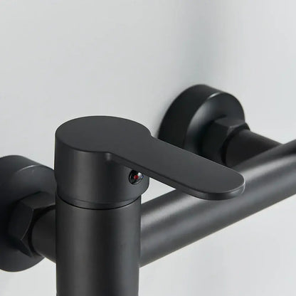 Matte black wall mount tub shower system with black matte-finish modern faucet and handheld spray for bathroom decorbites black wall