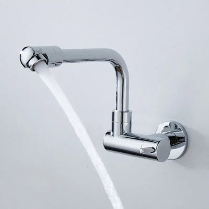 Chrome finished wall-mounted kitchen faucet with sleek articulated spout and single lever handle for decorbites black wall-mounted use