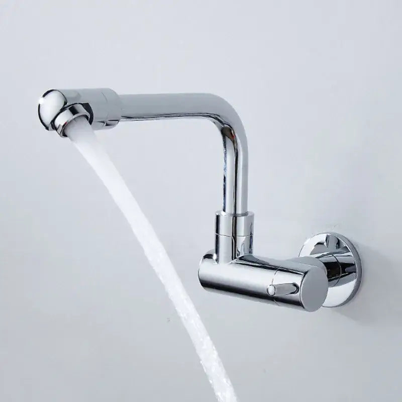 Chrome finished wall-mounted kitchen faucet with sleek articulated spout and single lever handle for decorbites black wall-mounted use