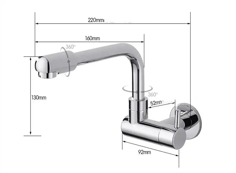 Matte black decorbites black wall-mounted kitchen faucet with chrome finish sleek curved spout and 360-degree swivel