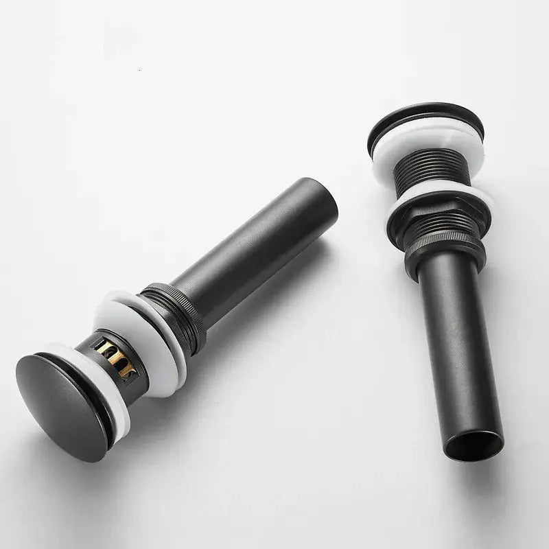 Matte black metal sink drain stoppers with white rubber seals for brushed gold drain assembly kit bathroom sink use