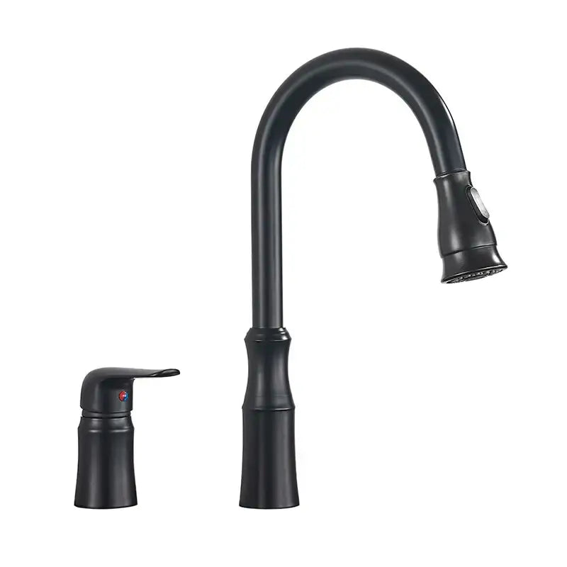 Matte brass black kitchen faucet with black matte finish curved spout and pull down spray head for brass black kitchen decorbites