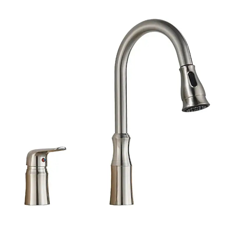 Matte brass black kitchen faucet with pull out spray head and curved stainless steel spout for brass black kitchen decorbites