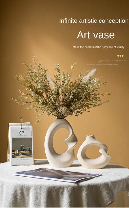 Matte Ceramic Vase Set 2 Modern Home Decor - Vase
