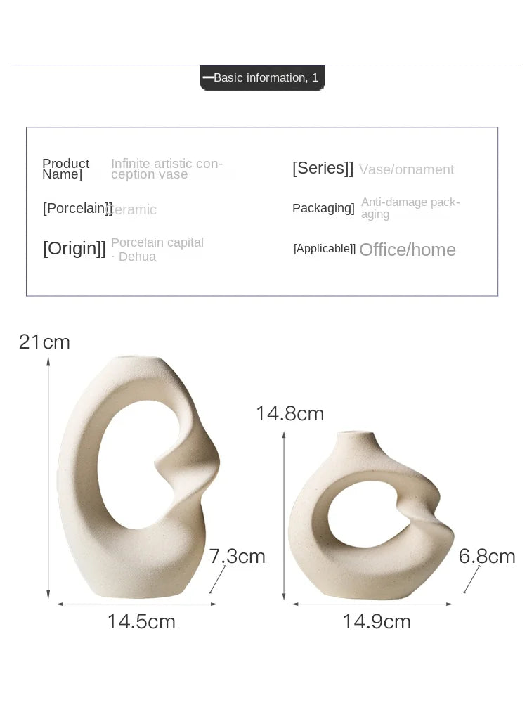 Matte Ceramic Vase Set 2 Modern Home Decor - Vase