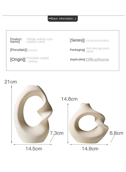 Matte Ceramic Vase Set 2 Modern Home Decor - Vase