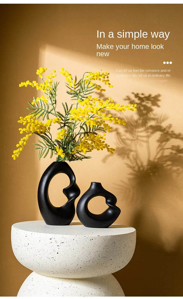 Matte Ceramic Vase Set 2 Modern Home Decor - Vase