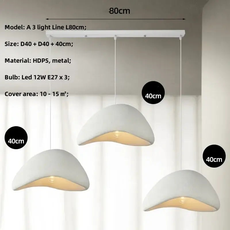 Matte gray led wabi sabi chandelier with white curved hdps and metal shades for dining room pendant lighting