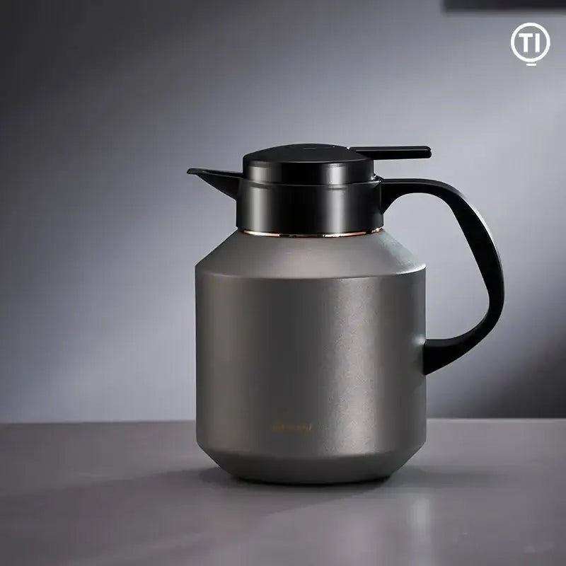 Matte stainless steel insulation pot by decorbites with sleek silver finish black lid and handle for kitchen use