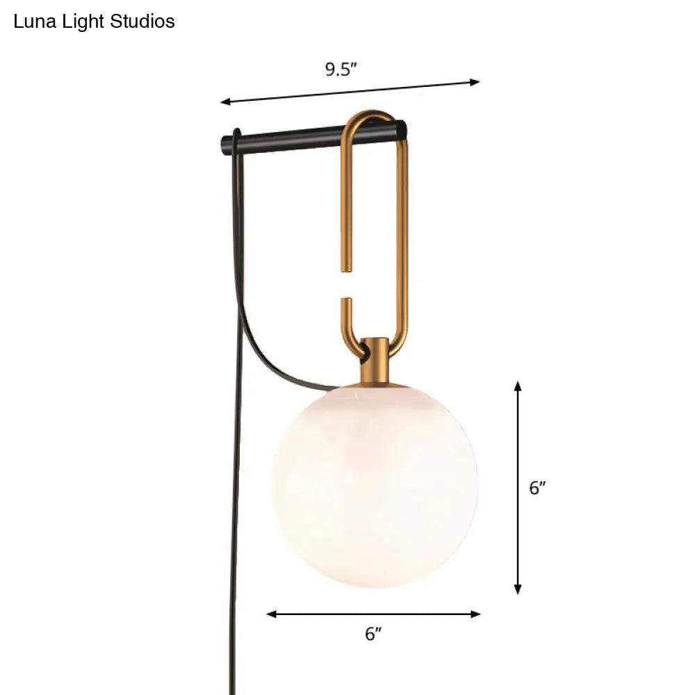 DecorBites™ DecorBites™ Matte White Glass Sconce Light - Global Simplicity, Black & Gold - Wall Mount Lamp