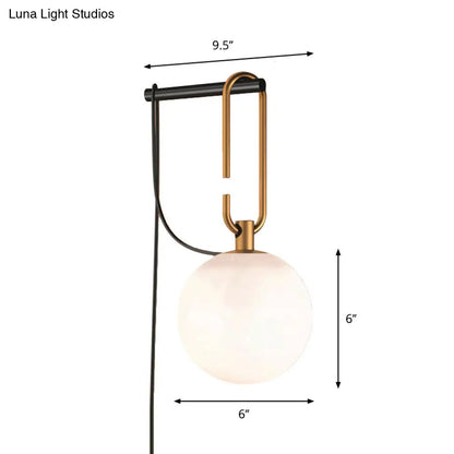 DecorBites™ DecorBites™ Matte White Glass Sconce Light - Global Simplicity, Black & Gold - Wall Mount Lamp