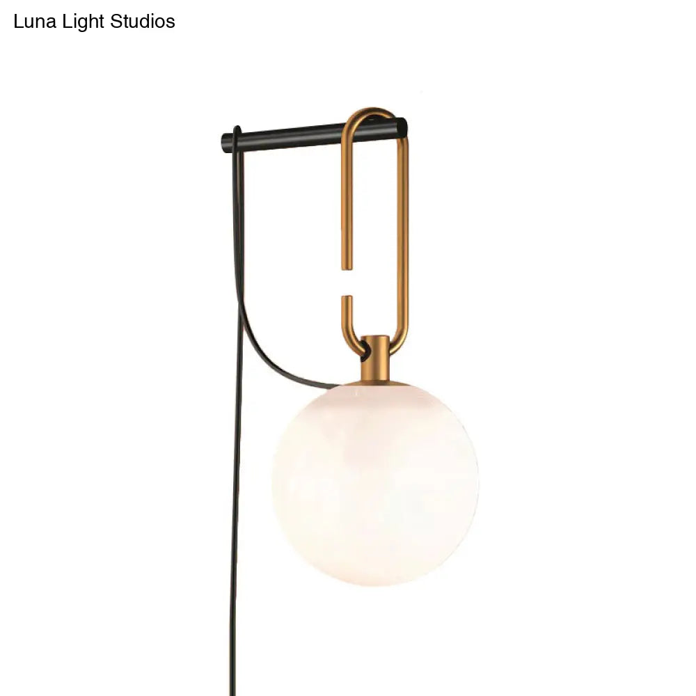 DecorBites™ DecorBites™ Matte White Glass Sconce Light - Global Simplicity, Black & Gold - Wall Mount Lamp