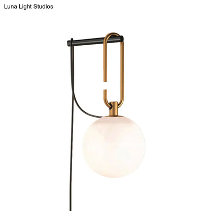 DecorBites™ DecorBites™ Matte White Glass Sconce Light - Global Simplicity, Black & Gold - Wall Mount Lamp