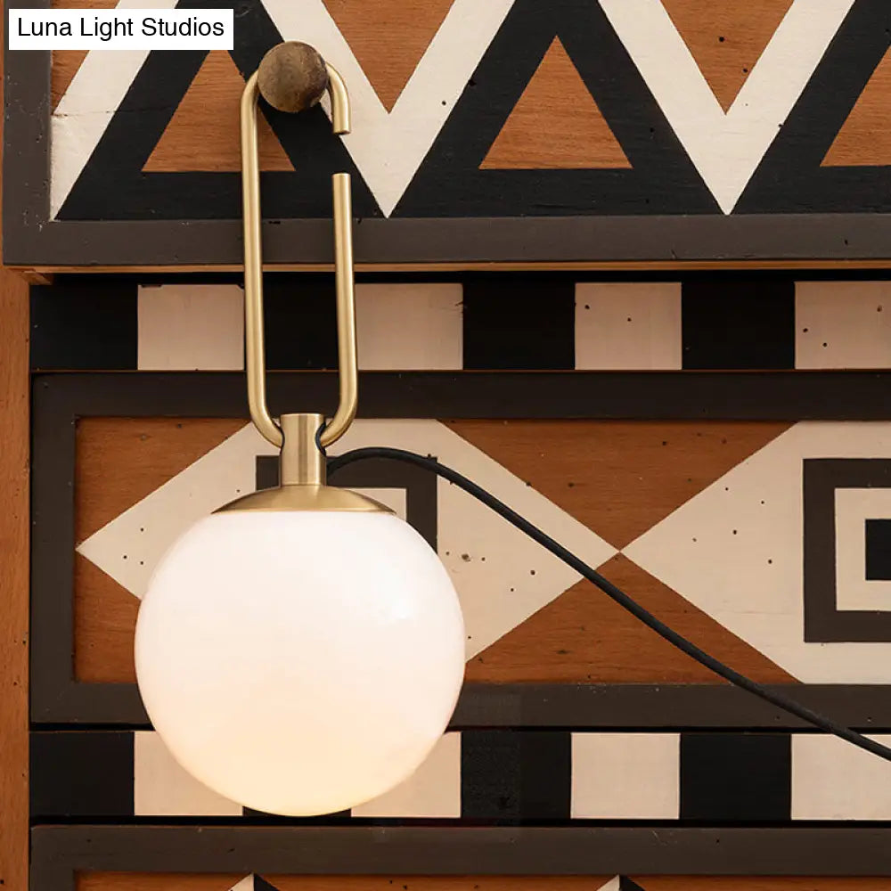 DecorBites™ DecorBites™ Matte White Glass Sconce Light - Global Simplicity, Black & Gold - Wall Mount Lamp