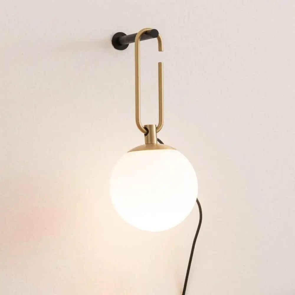 DecorBites™ DecorBites™ Matte White Glass Sconce Light - Global Simplicity, Black & Gold - Wall Mount Lamp