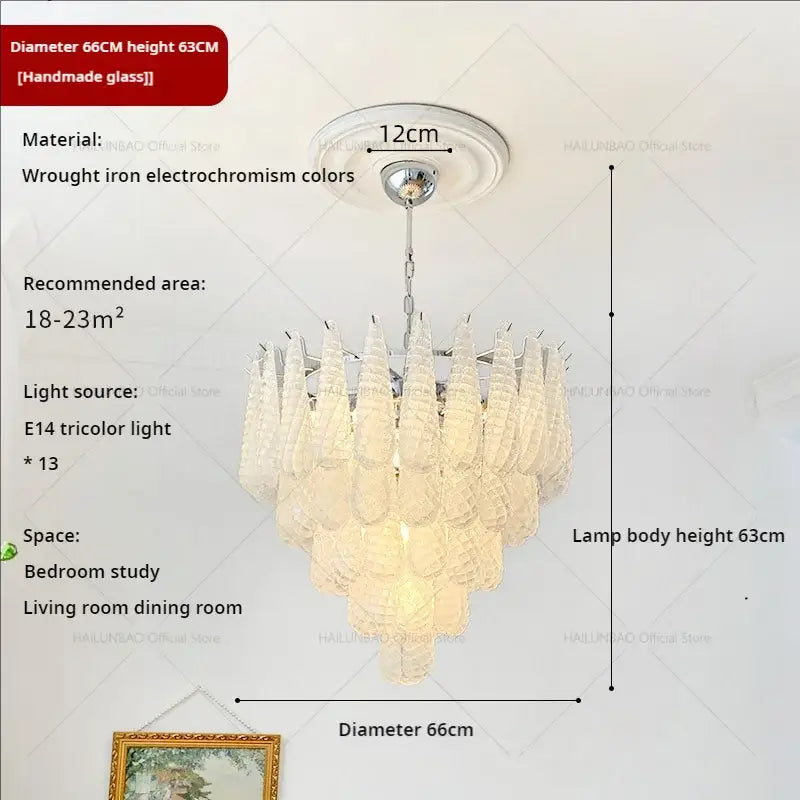 Medieval cascading crystal glass chandelier with handcrafted shades and wrought iron electrochromism decorbites crystal glass design