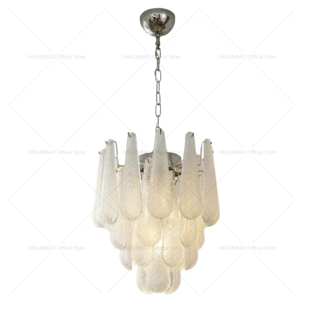 Elegant white decorbites crystal glass chandelier with metallic chain for dining room medieval cascading decorbites crystal