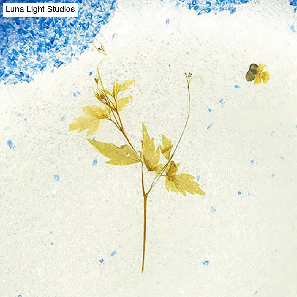 DecorBites™ DecorBites™ Mediterranean Beach Flush Ceiling Light - Yellow/Blue Stained Glass Lamp