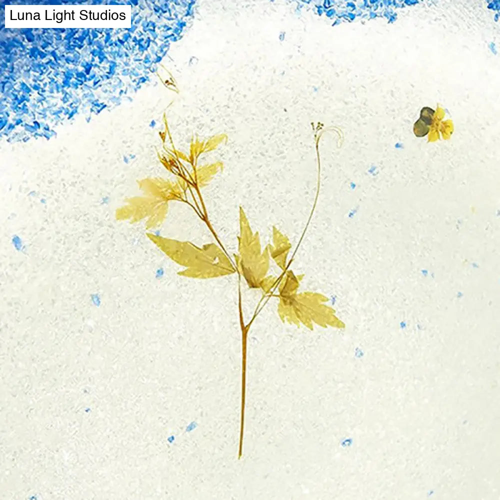 DecorBites™ DecorBites™ Mediterranean Beach Flush Ceiling Light - Yellow/Blue Stained Glass Lamp