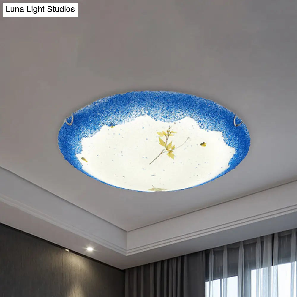 DecorBites™ DecorBites™ Mediterranean Beach Flush Ceiling Light - Yellow/Blue Stained Glass Lamp