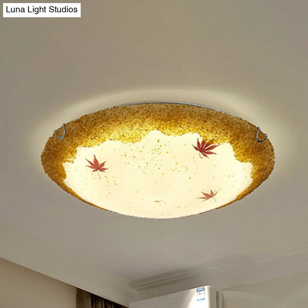 DecorBites™ DecorBites™ Mediterranean Beach Flush Ceiling Light - Yellow/Blue Stained Glass Lamp
