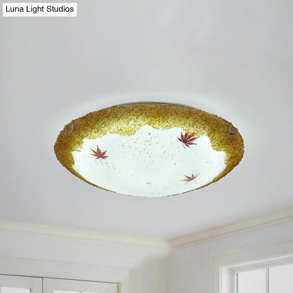 DecorBites™ DecorBites™ Mediterranean Beach Flush Ceiling Light - Yellow/Blue Stained Glass Lamp