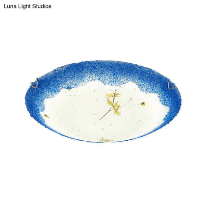 DecorBites™ DecorBites™ Mediterranean Beach Flush Ceiling Light - Yellow/Blue Stained Glass Lamp