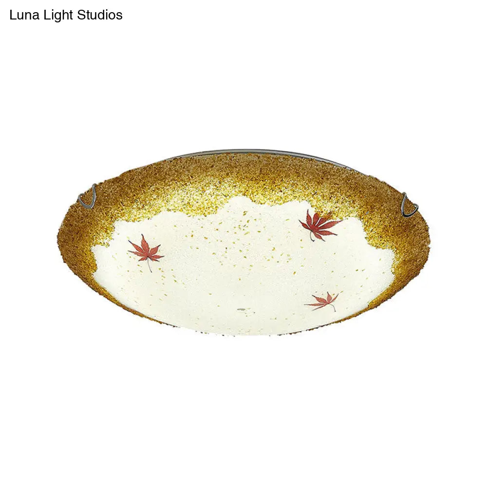 DecorBites™ DecorBites™ Mediterranean Beach Flush Ceiling Light - Yellow/Blue Stained Glass Lamp