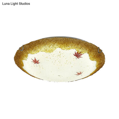 DecorBites™ DecorBites™ Mediterranean Beach Flush Ceiling Light - Yellow/Blue Stained Glass Lamp