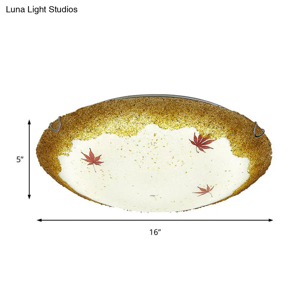 DecorBites™ DecorBites™ Mediterranean Beach Flush Ceiling Light - Yellow/Blue Stained Glass Lamp