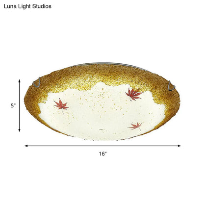 DecorBites™ DecorBites™ Mediterranean Beach Flush Ceiling Light - Yellow/Blue Stained Glass Lamp