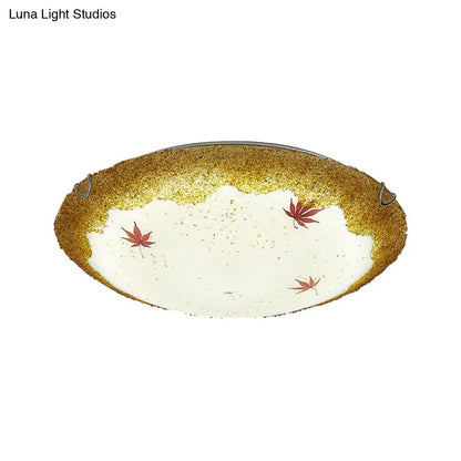DecorBites™ DecorBites™ Mediterranean Beach Flush Ceiling Light - Yellow/Blue Stained Glass Lamp