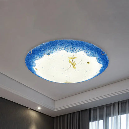 DecorBites™ DecorBites™ Mediterranean Beach Flush Ceiling Light - Yellow/Blue Stained Glass Lamp