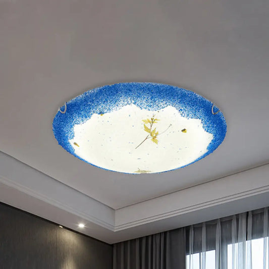 DecorBites™ DecorBites™ Mediterranean Beach Flush Ceiling Light - Yellow/Blue Stained Glass Lamp