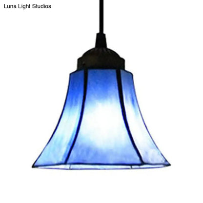 Mediterranean Blue Glass Mini Pendant Light for Dining Room - Stylish Suspension Lighting