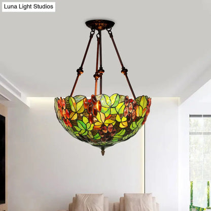 DecorBites™ DecorBites™ Mediterranean Dome Semi Flush Mount Ceiling Light - 16"/18" Wide, 2 Green Cut Glass Lights