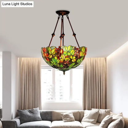 DecorBites™ DecorBites™ Mediterranean Dome Semi Flush Mount Ceiling Light - 16"/18" Wide, 2 Green Cut Glass Lights