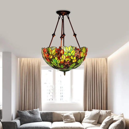 DecorBites™ DecorBites™ Mediterranean Dome Semi Flush Mount Ceiling Light - 16"/18" Wide, 2 Green Cut Glass Lights