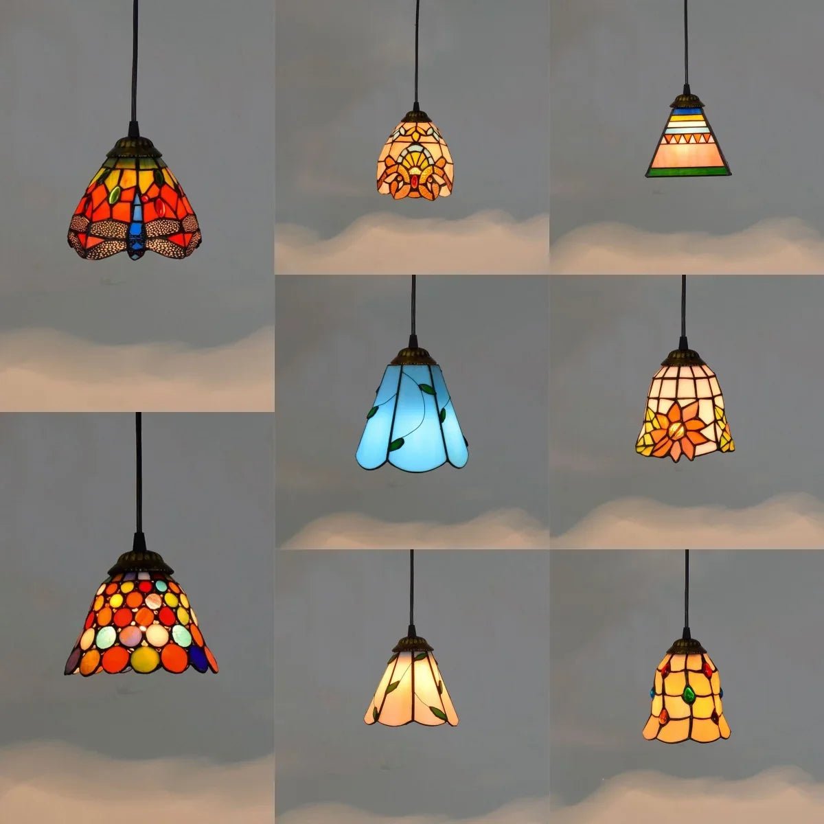 Mediterranean Mosaic Stained Glass Pendant Light - Decorbites
