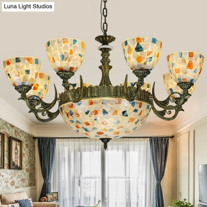 Mediterranean Shell Mosaic Pendant Chandelier - White with 5/9/11 Lights