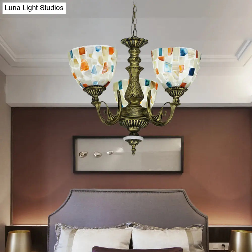 Mediterranean Shell Mosaic Pendant Chandelier - White with 5/9/11 Lights