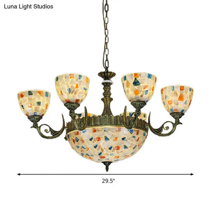 Mediterranean Shell Mosaic Pendant Chandelier - White with 5/9/11 Lights