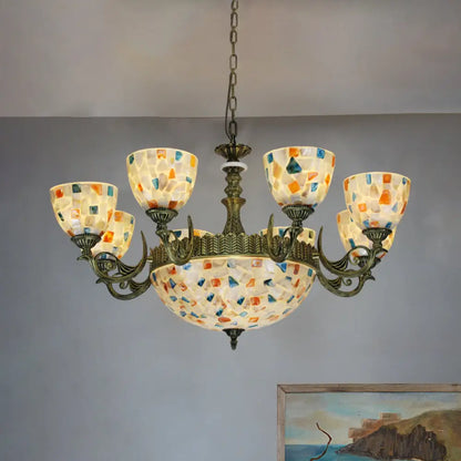 Mediterranean Shell Mosaic Pendant Chandelier - White with 5/9/11 Lights